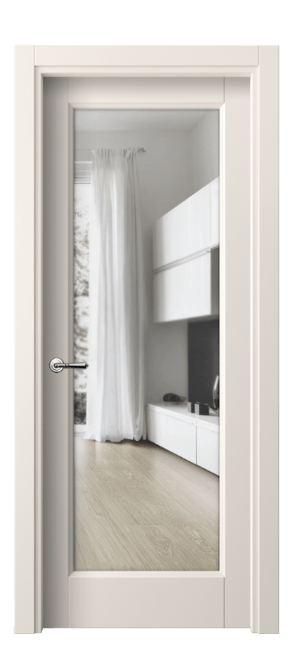 Межкомнатная дверь Галант 1402 ПЭТ кремово-белый Прозрачное стекло Цена 40980 сом | Volhovec