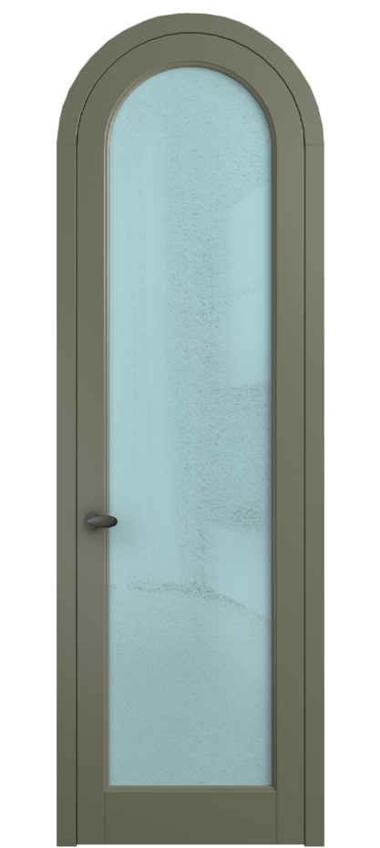 Межкомнатная дверь Палаццо 6814 Матовый оливковый тёмный Фактурное голубое стекло "Лёд", триплекс Цена 190970 сом | Volhovec