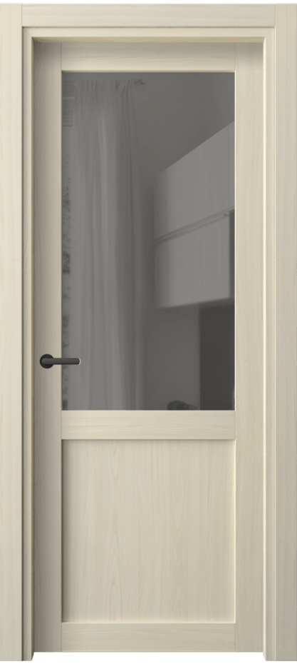 Межкомнатная дверь Нео 2122 Молочный ясень Прозрачное серое стекло, триплекс Цена 17910 сом | Volhovec