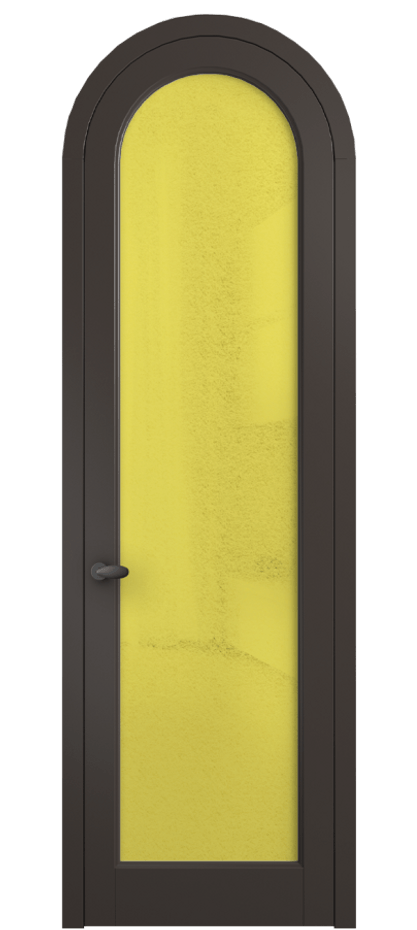 Межкомнатная дверь Палаццо 6814 Матовый антрацит Фактурное жёлтое стекло "Лёд", триплекс Цена 190970 сом | Volhovec