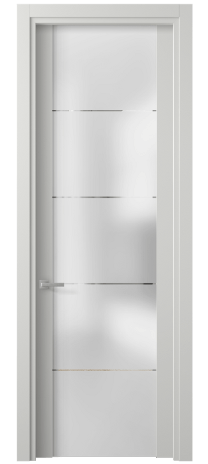 Межкомнатная дверь Планум 4114 Матовый светло-серый Сатинированное стекло с гравировкой «КВАДРО», триплекс Цена 87800 сом | Volhovec
