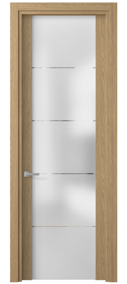 Межкомнатная дверь Planum 4114 Жемчужный дуб Сатинированное стекло с гравировкой «КВАДРО», триплекс Цена 47520 сом | Volhovec