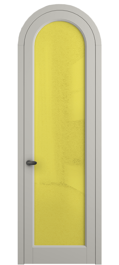 Межкомнатная дверь Палаццо 6814 Матовый тёплый серый Фактурное жёлтое стекло "Лёд", триплекс Цена 190970 сом | Volhovec