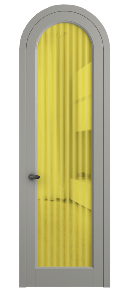 Межкомнатная дверь Палаццо 6814 Матовый нейтральный серый Рифлёное желтое стекло "Дюна", триплекс Цена 195480.6 сом | Volhovec