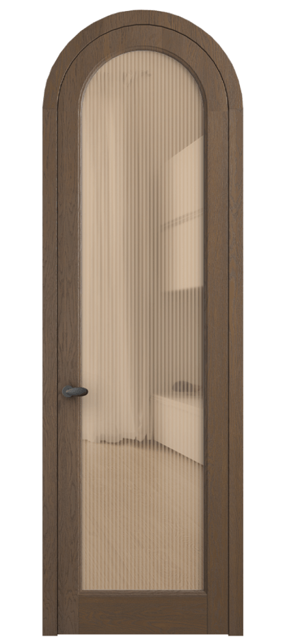 Межкомнатная дверь Палаццо 6814 Дуб туманный матовый Рифлёное оранжевое стекло "Мору", триплекс Цена 312090 сом | Volhovec