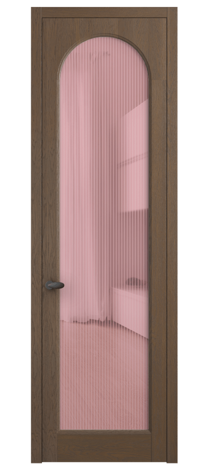 Межкомнатная дверь Палаццо 6804 Дуб туманный матовый Рифлёное розовое стекло "Moru", триплекс Цена 227470 сом | Volhovec
