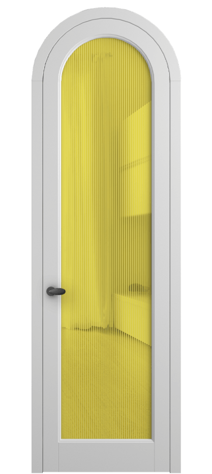 Межкомнатная дверь Палаццо 6814 Матовый белоснежный Рифлёное желтое стекло "Дюна", триплекс Цена 190970 сом | Volhovec