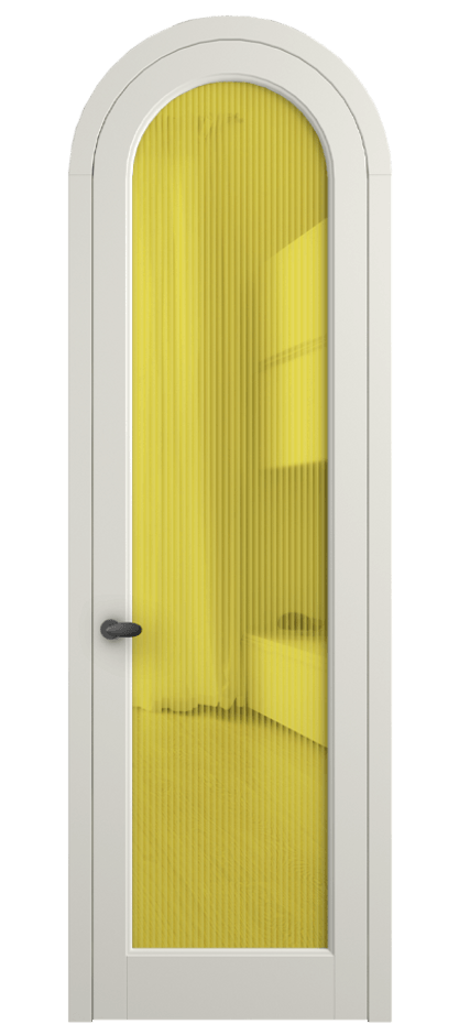 Межкомнатная дверь Палаццо 6814 Матовый жемчужный Рифлёное жёлтое стекло "Мору", триплекс Цена 193880 сом | Volhovec