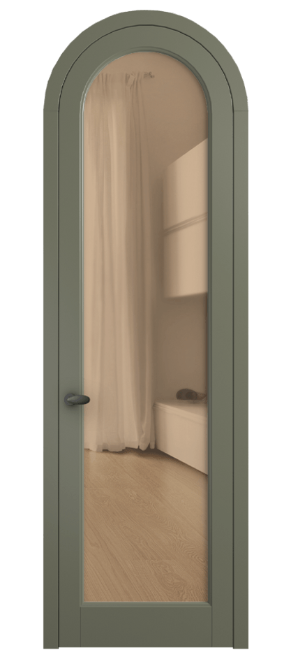 Межкомнатная дверь Палаццо 6814 Матовый оливковый тёмный Прозрачное оранжевое стекло, триплекс Цена 186740 сом | Volhovec