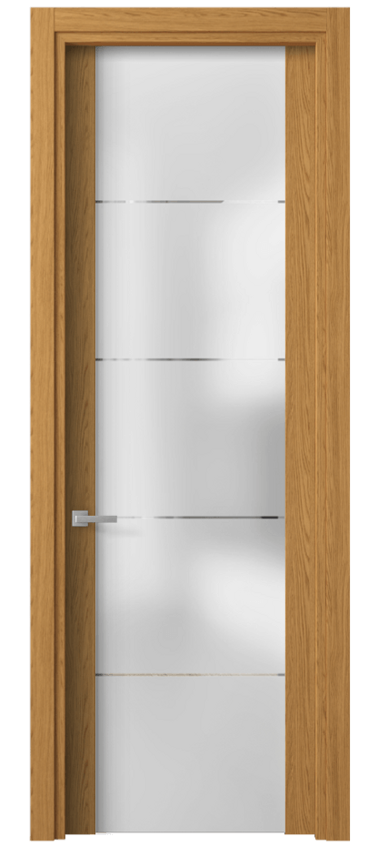 Межкомнатная дверь Planum 4114 Ванильный дуб Сатинированное стекло с гравировкой «КВАДРО», триплекс Цена 47520 сом | Volhovec