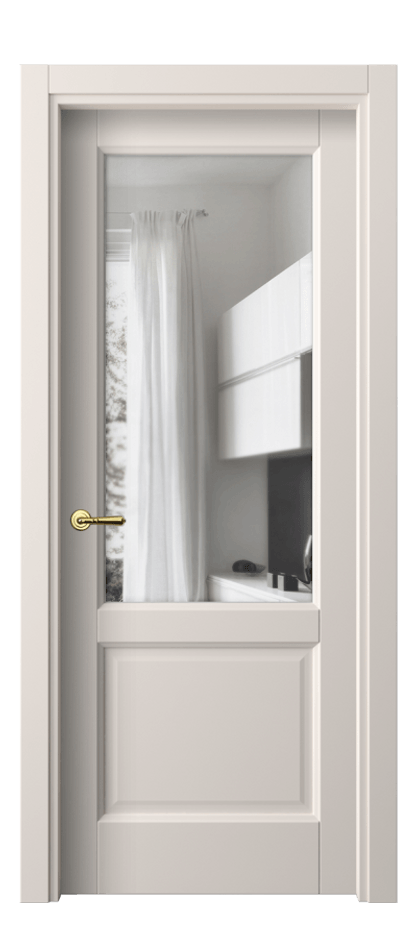 Межкомнатная дверь Галант 1422 ПЭТ тёплый-белый Прозрачное стекло Цена 49070 сом | Volhovec