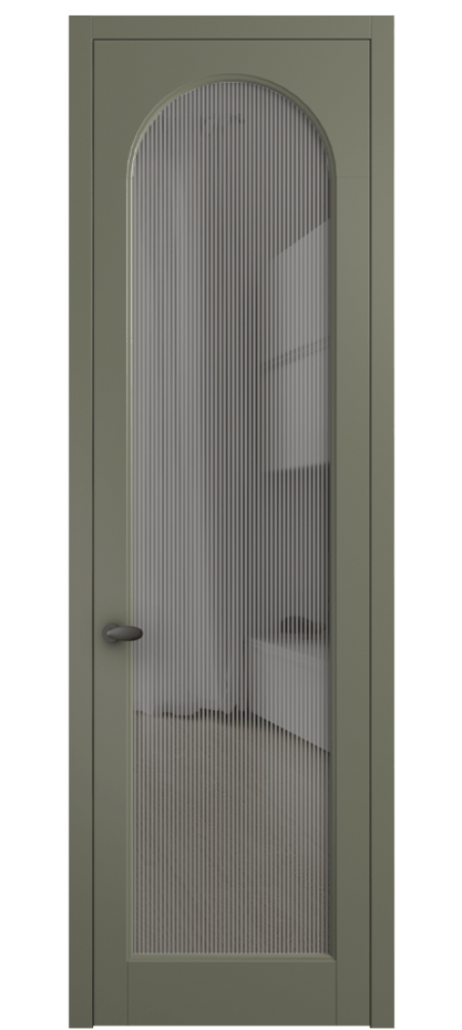 Межкомнатная дверь Палаццо 6804 Матовый оливковый тёмный Рифлёное серое стекло "Дюна", триплекс Цена 150010 сом | Volhovec