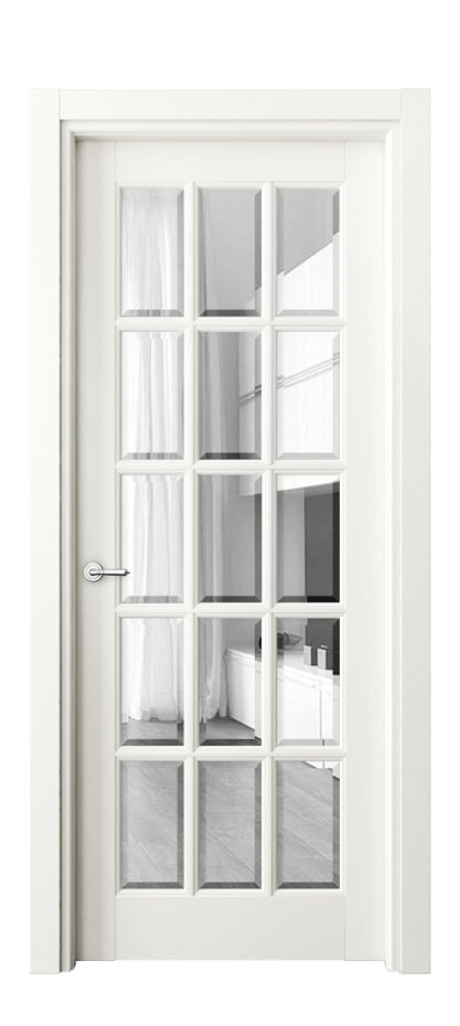 Дверь межкомнатная Тоскана Грильято 6311 Матовый жемчужный Прозрачное стекло с фацетом Гладкий наличник МЖМ Цена 170200 сом Наличники уже входят в базовый комплект. Фабрика дверей Волховец 8 (800) 551 43 19 Межкомнатная дверь Тоскана Грильято 6311 Матовый жемчужный Прозрачное стекло с фацетом Цена 170200 сом | Volhovec