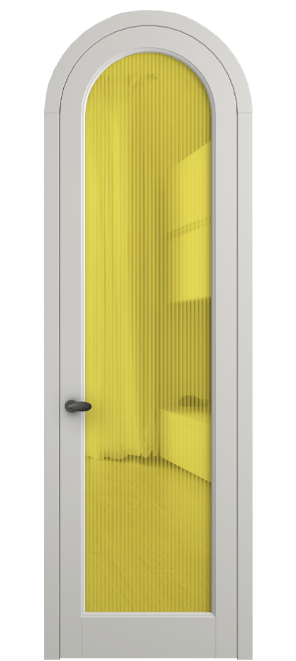 Межкомнатная дверь Палаццо 6814 Матовый серый Рифлёное жёлтое стекло "Мору", триплекс Цена 133159 ₽ | Volhovec