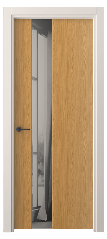 Межкомнатная дверь Freedom 4224 Ванильный дуб Двустороннее серое зеркало, триплекс, 8 мм  Цена 40299 ₽ | Volhovec