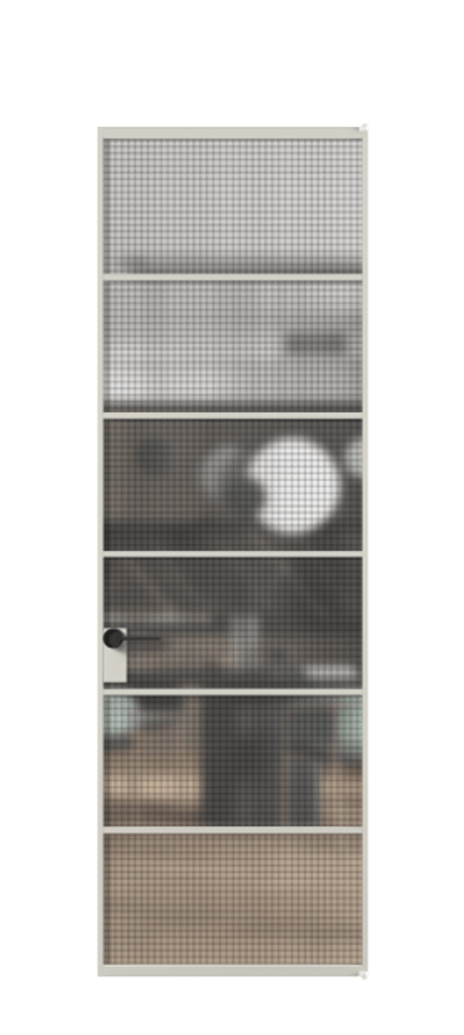 Алюминиевая дверь АЛПЛ040.04 Алюминий тёплый серый Декоративное стекло с сеткой "Mesh silver", триплекс Цена 196460  | Volhovec