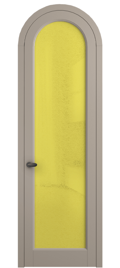 Межкомнатная дверь Палаццо 6814 Матовый бисквитный Фактурное жёлтое стекло "Лёд", триплекс Цена 190970 сом | Volhovec