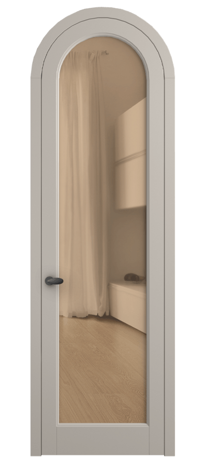 Межкомнатная дверь Палаццо 6814 Матовый светло-бежевый Прозрачное оранжевое стекло, триплекс Цена 125159 ₽ | Volhovec