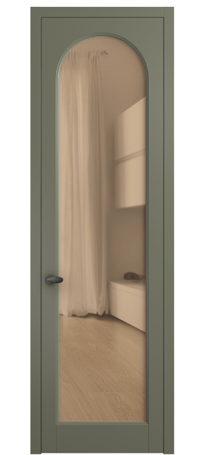 Межкомнатная дверь Палаццо 6804 Матовый оливковый тёмный Прозрачное оранжевое стекло, триплекс Цена 141270 сом | Volhovec
