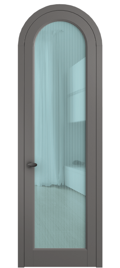 Межкомнатная дверь Палаццо 6814 Матовый классический серый Рифлёное голубое стекло "Мору", триплекс Цена 133159 ₽ | Volhovec