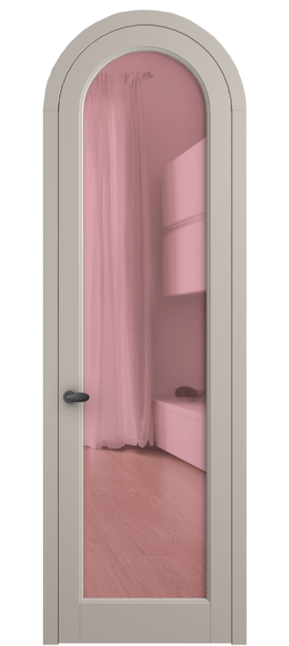 Межкомнатная дверь Палаццо 6814 Матовый светло-бежевый Прозрачное розовое стекло, триплекс Цена 128259 ₽ | Volhovec