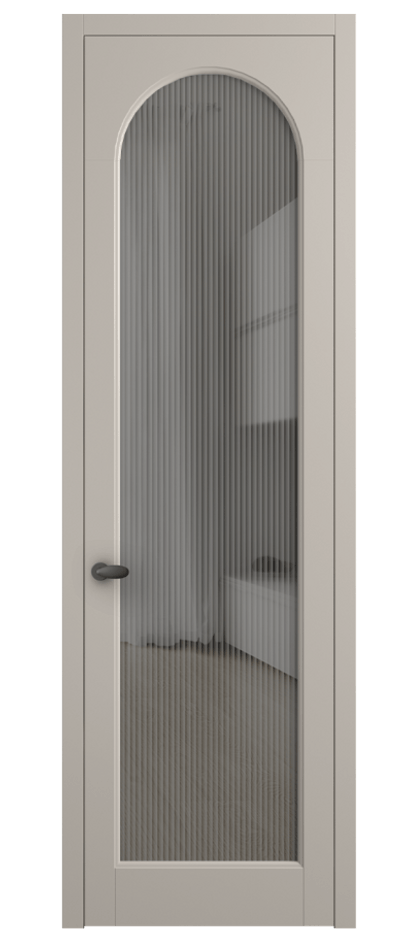 Межкомнатная дверь Палаццо 6804 Матовый светло-бежевый Рифлёное серое стекло "Мору", триплекс Цена 152920 сом | Volhovec
