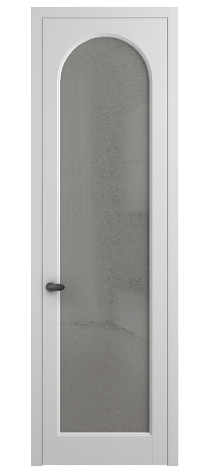 Межкомнатная дверь Палаццо 6804 Матовый белоснежный Фактурное серое стекло "Лёд", триплекс Цена 150010 сом | Volhovec