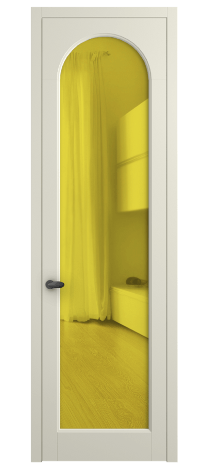 Межкомнатная дверь Палаццо 6804 Матовый молочно-белый Прозрачное жёлтое стекло, триплекс Цена 141270 сом | Volhovec