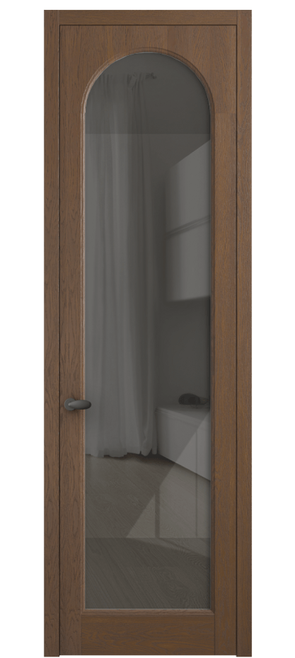 Межкомнатная дверь Палаццо 6804 Дуб каштановый матовый Рефлективное серое стекло "Стопсол", калёное Цена 227470 сом | Volhovec