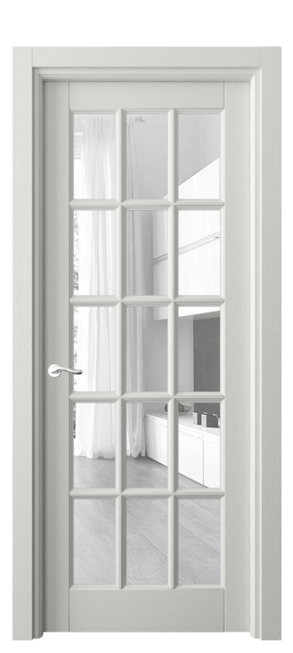 Межкомнатная дверь Лигнум 0708 Дуб серая эмаль Прозрачное стекло Цена 156199 ₽ | Volhovec