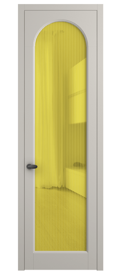 Межкомнатная дверь Палаццо 6804 Матовый облачно-серый Рифлёное жёлтое стекло "Мору", триплекс Цена 152920 сом | Volhovec