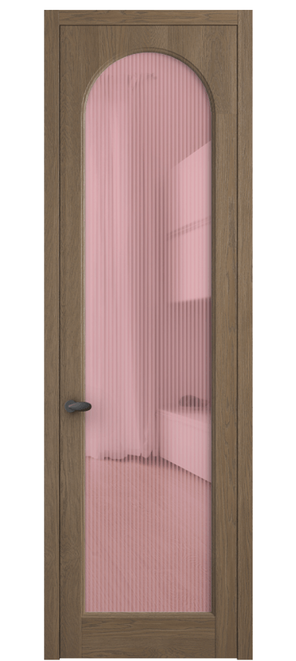 Межкомнатная дверь Палаццо 6804 Дуб джутовый матовый Рифлёное розовое стекло "Мору", триплекс Цена 8400 AZE | Volhovec
