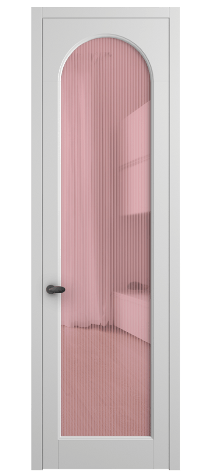 Межкомнатная дверь Палаццо 6804 Матовый белоснежный Рифлёное розовое стекло "Moru", триплекс Цена 152920 сом | Volhovec
