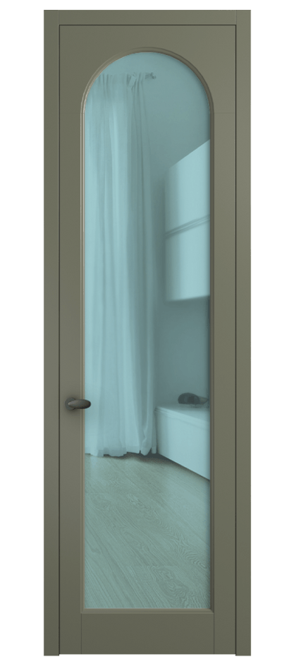 Межкомнатная дверь Палаццо 6804 Матовый оливковый тёмный Прозрачное голубое стекло, триплекс Цена 141270 сом | Volhovec