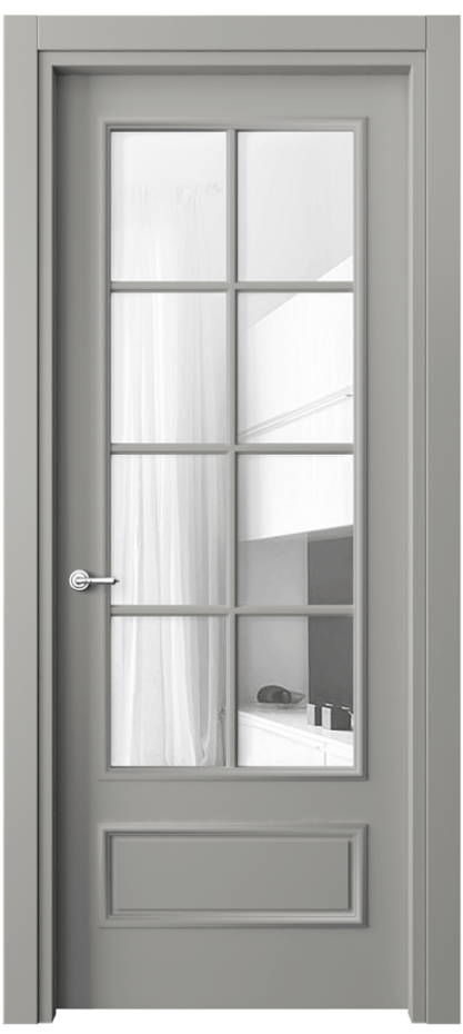 Дверь межкомнатная Paris 8112 Матовый нейтральный серый Прозрачное стекло Гладкий наличник МНСР Цена 89690 сом Наличники уже входят в базовый комплект. Фабрика дверей Волховец 8 (800) 551 43 19 Межкомнатная дверь Paris 8112 Матовый нейтральный серый Прозрачное стекло Цена 89690 сом| Volhovec