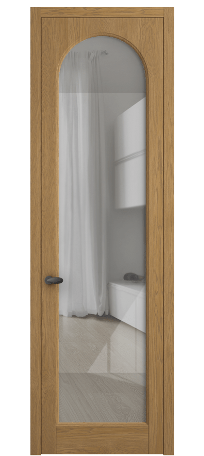 Межкомнатная дверь Палаццо 6804 Дуб солнечный матовый Рефлективное прозрачное стекло "Стопсол", калёное Цена 227470 сом | Volhovec