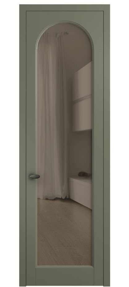 Межкомнатная дверь Палаццо 6804 Матовый оливковый тёмный Прозрачное бронзовое стекло, триплекс Цена 5100 AZE | Volhovec