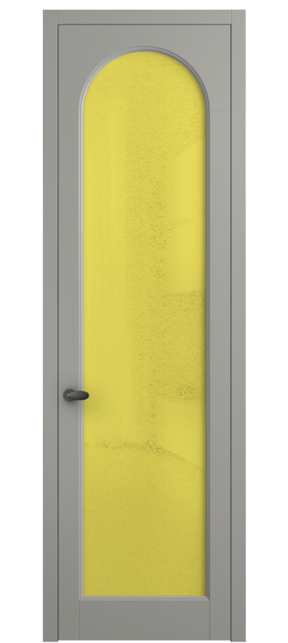 Межкомнатная дверь Палаццо 6804 Матовый нейтральный серый Фактурное жёлтое стекло "Лёд", триплекс Цена 150010 сом | Volhovec