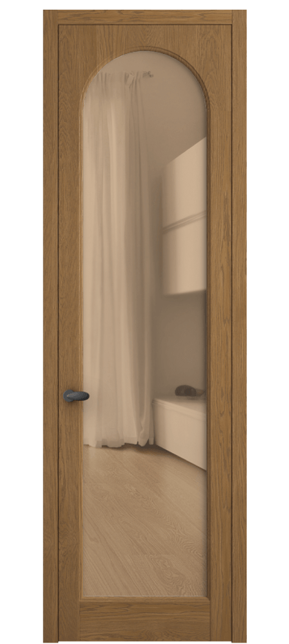 Межкомнатная дверь Палаццо 6804 Дуб пряный матовый Прозрачное оранжевое стекло, триплекс Цена 222080 сом | Volhovec