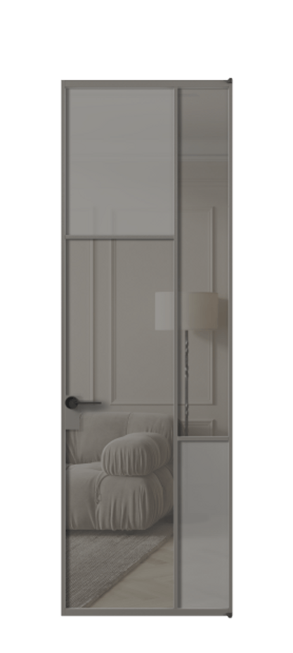 Межкомнатная дверь Мозаик АЛПЛ041.10 Алюминий классический серый Сатинированное серое стекло, триплекс, 6 мм + Прозрачное серое стекло, триплекс Цена 241510 сом | Volhovec