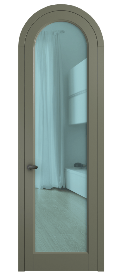 Межкомнатная дверь Палаццо 6814 Матовый оливковый тёмный Прозрачное голубое стекло, триплекс Цена 186740 сом | Volhovec