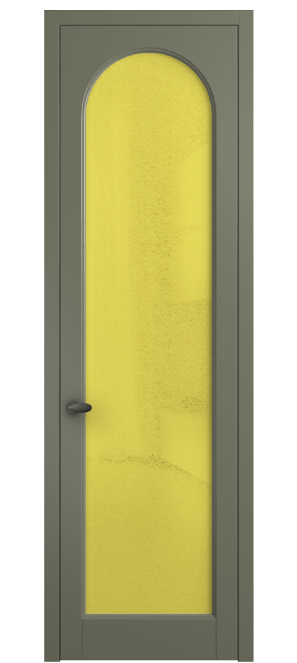 Межкомнатная дверь Палаццо 6804 Матовый оливковый тёмный Фактурное жёлтое стекло "Лёд", триплекс Цена 150010 сом | Volhovec
