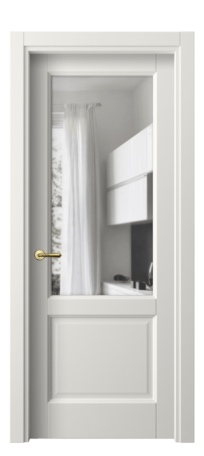 Межкомнатная дверь Galant 1422 Софт-тач белоснежный Прозрачное стекло, 4 мм Цена 34860 сом | Volhovec