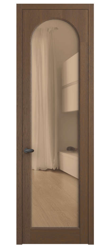 Межкомнатная дверь Палаццо 6804 Дуб каштановый матовый Прозрачное оранжевое стекло, триплекс Цена 222080 сом | Volhovec