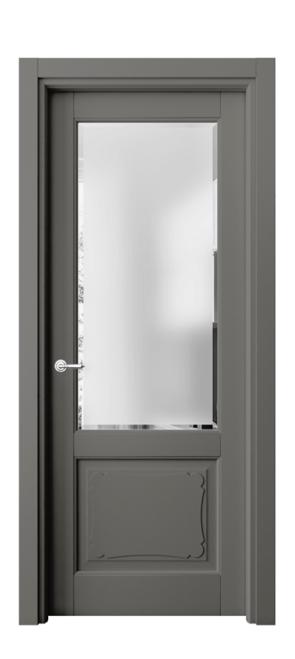 Межкомнатная дверь Тоскана Элегантэ 6322 Матовый классический серый Сатинированное стекло с фацетом Цена 141380 сом | Volhovec