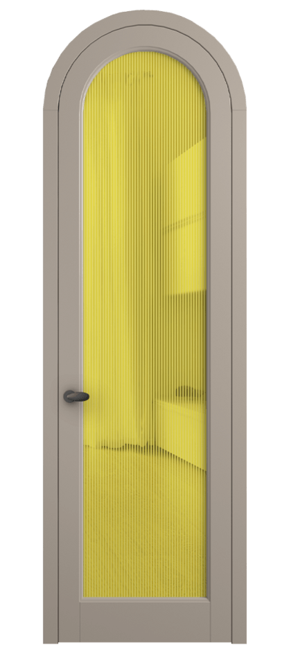 Межкомнатная дверь Палаццо 6814 Матовый бисквитный Рифлёное желтое стекло "Дюна", триплекс Цена 131159 ₽ | Volhovec
