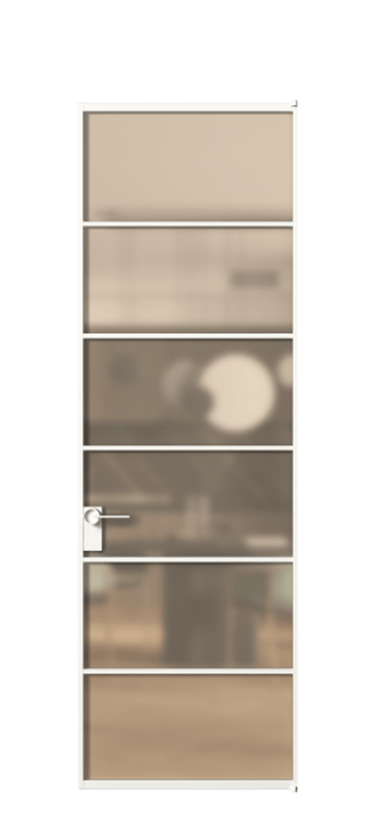 Алюминиевая дверь АЛПЛ040.04 Алюминий Белый Сатинированное оранжевое стекло, триплекс Цена 210350  | Volhovec