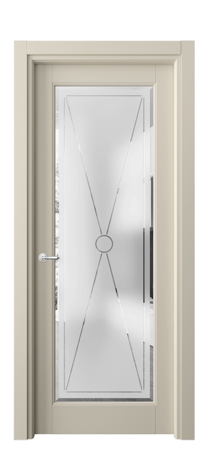 Межкомнатная дверь Тоскана Литера 6300 Матовый бежево-серый Сатинированное стекло с гравировкой «LITERA» Цена 137300 сом | Volhovec
