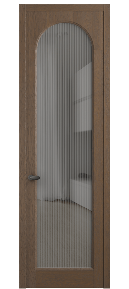 Межкомнатная дверь Палаццо 6804 Дуб туманный матовый Рифлёное серое стекло "Moru", триплекс Цена 227470 сом | Volhovec