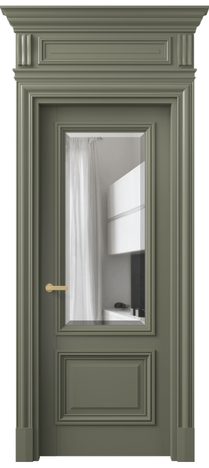 Межкомнатная дверь Антик 7302 Матовый оливковый тёмный Прозрачное стекло с фацетом Цена 8460 AZE | Volhovec